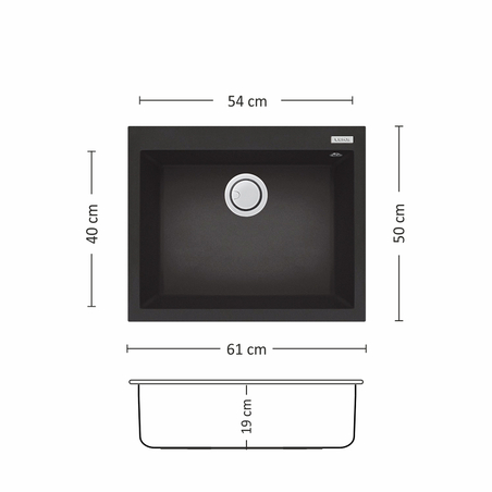 Гранитна Мивка BLOOM PLUS 610 SI 61/ 50 см