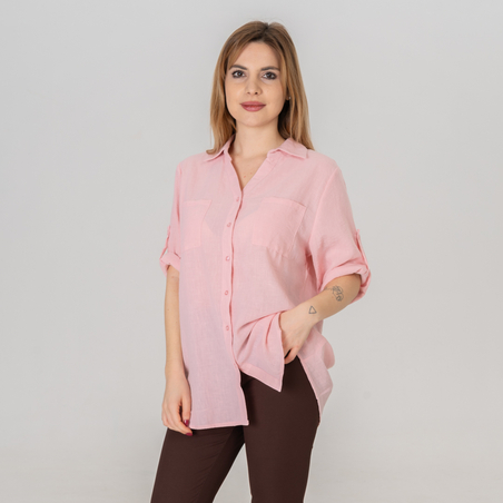 Ленена риза - 165 Розова