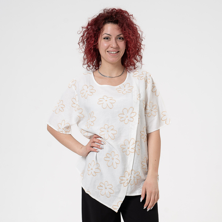 Блуза Големи Размери - 61020 Бяла