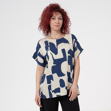 Блуза Големи Размери - 61016 Тъмно синя