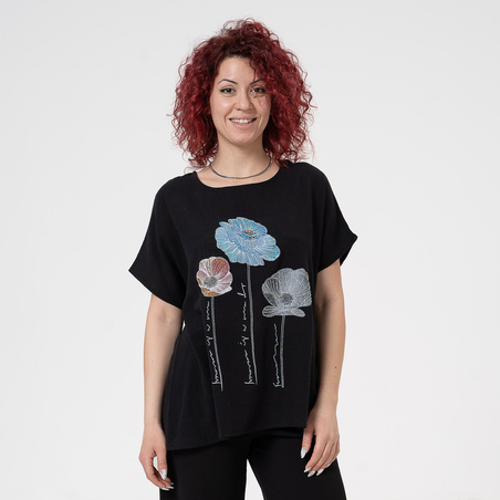 Блуза Големи Размери - 61018 Черна