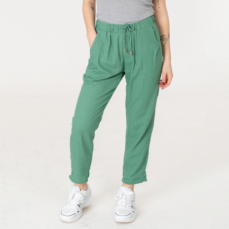 Ленен панталон - 160 Зелен