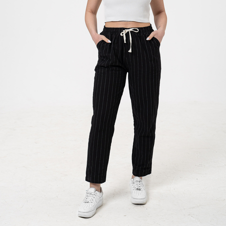 Памучен панталон - 26403 Черен