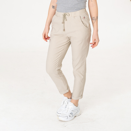 Памучен панталон - 216  Кремав