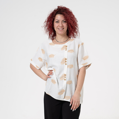 Блуза Големи Размери - 61021 Бяла