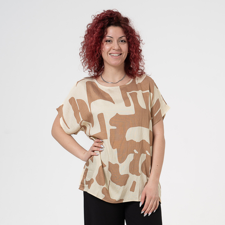 Блуза Големи Размери - 61016 Бежова