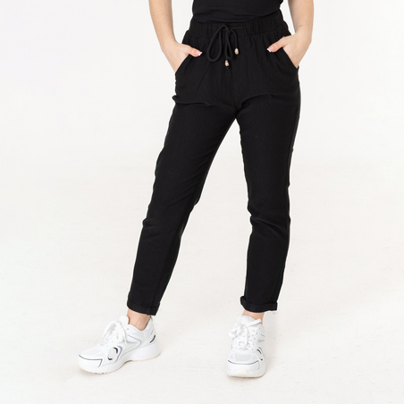 Памучен панталон - 216  Черен