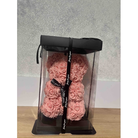 Мече от рози Gerdani  Rose Bear, светло розов , 25см