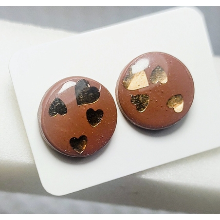 Малки кръгли кафяви обеци