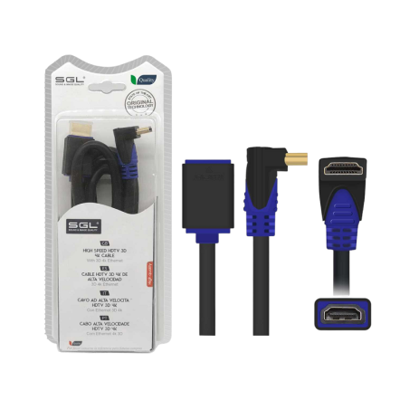 Cablu HDMI cu conector tată și mamă - unghiular - 1592FC - 3m - 095257