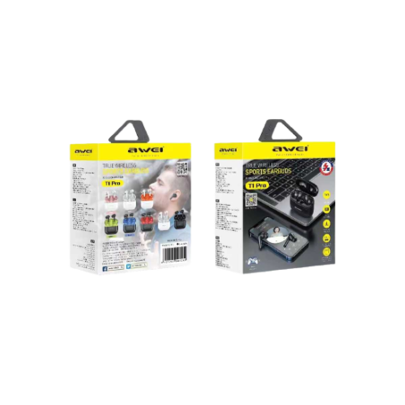 Căști fără fir cu carcasă de încărcare - Bluetooth - T1 Pro - Awei - 888674 - Negru