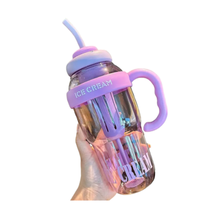 Sticlă-cană de apă din plastic cu paie - 1300 ml - RTS16 - 590166 - Mov