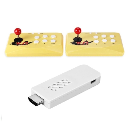 Consola de jocuri wireless cu două controlere - stil retro - X6 - 887639 - galben
