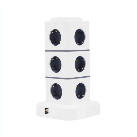 Splitter vertical cu 12 prize - Shuko- 2USB - RC-G12P - 012135