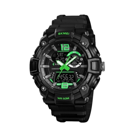 Ceas de mana cu afisaj analog si digital - Skmei - 1529 - Negru/Verde