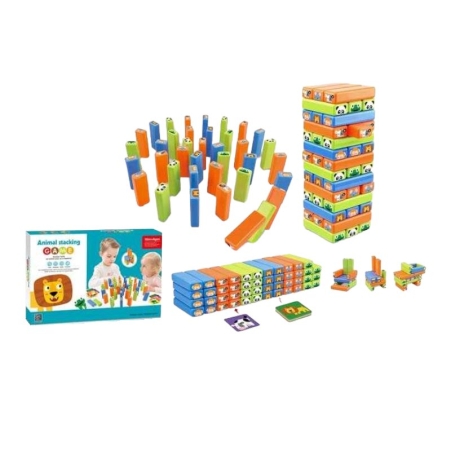 Joc pentru copii - Jenga de culoare cu animale - 1011A - 007872