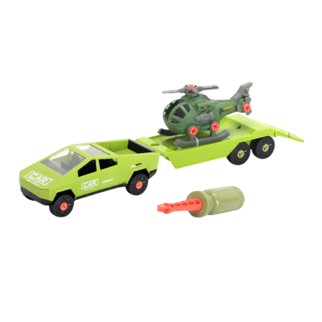 Mașină prefabricată cu remorcă și elicopter - 7654-B2C - 305239 - Verde