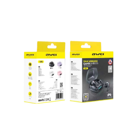 Căști fără fir cu carcasă de încărcare - Bluetooth- T25 - AWEI - 888797 - negru