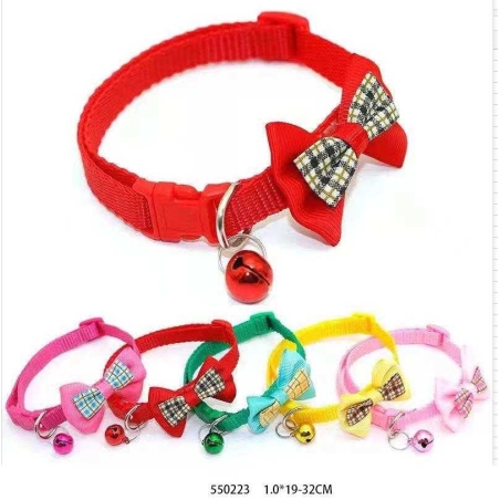 Guler pisica cu clopotel si panglica - 1-19/32cm - 12buc - 550223