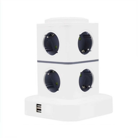 Splitter vertical cu 8 prize - Shuko - 2USB - RC-G8P - 008138