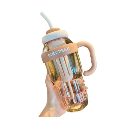 Sticlă-cană de apă din plastic cu paie - 1300 ml - RTS16 - 590166 - Bej