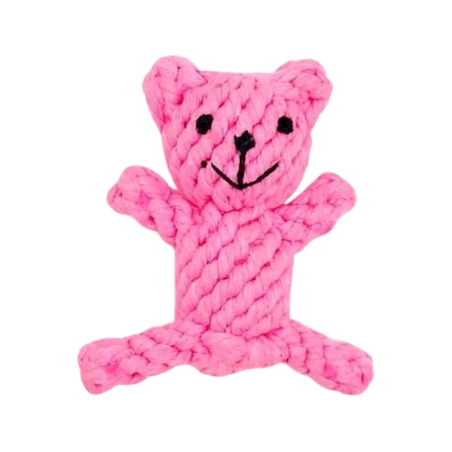 Jucărie de frânghie pentru câini în formă de urs - 13 cm - 550599 - Roz