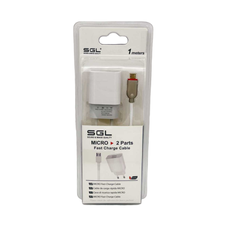 Adaptor de încărcare cu cablu și 2 porturi USB - Micro USB - Încărcare rapidă - FA13-S2 - 1m - 099477