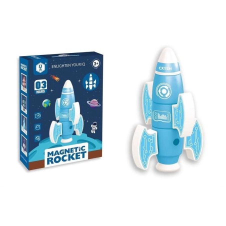 Constructor magnetic pentru copii - Rocket - HD367A - 222397 - Albastru