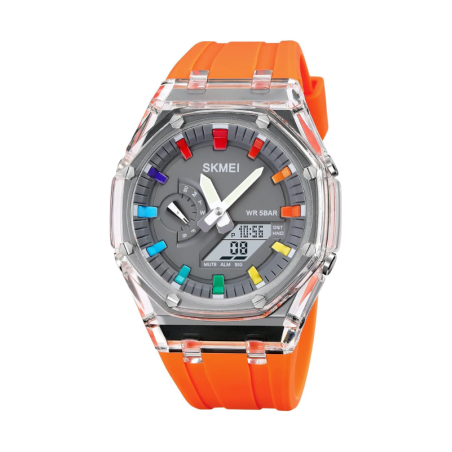 Ceas de mana cu afisaj analog si digital - Skmei - 2100 - Orange