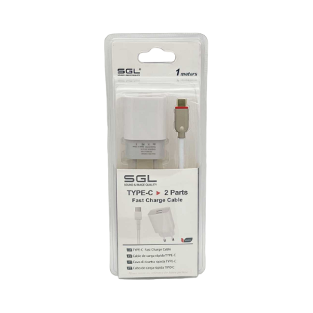 Adaptor de încărcare cu cablu și 2 porturi USB - Tip C - Încărcare rapidă - FA1-S2 - 1m - 099484