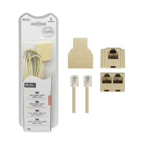 Cablu telefonic cu priza - 6p4c1-2 - 5m - 097077