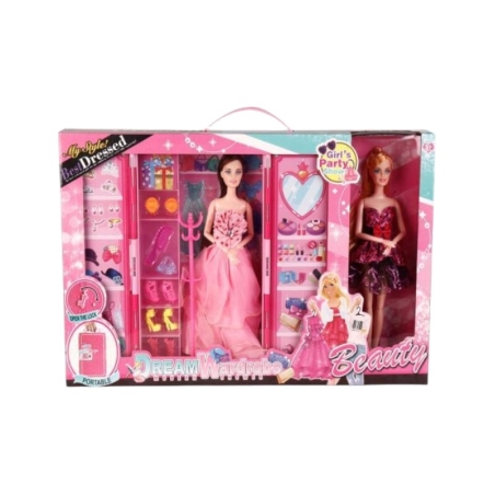 Set două păpuși și dulap cu accesorii - DSJ938-2 - 308342