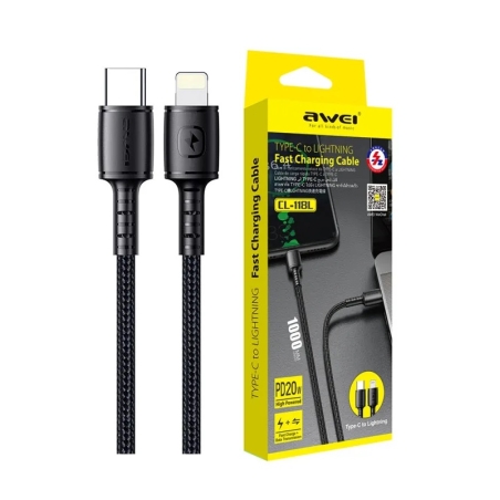 Cablu de încărcare și date - Type-C la Lightning - CL -118L - 20W - AWEI - 887950