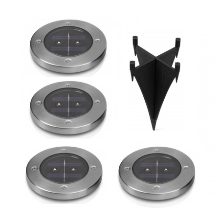 Lampa solara de gradina cu LED - Cu cui - 4buc - 2LED/6500Κ - 431008