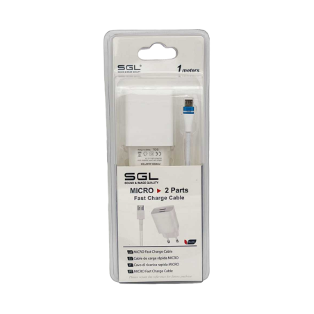 Adaptor de încărcare cu cablu și 2 porturi USB - Micro USB - Încărcare rapidă - B13-F2 - 1m - 099538