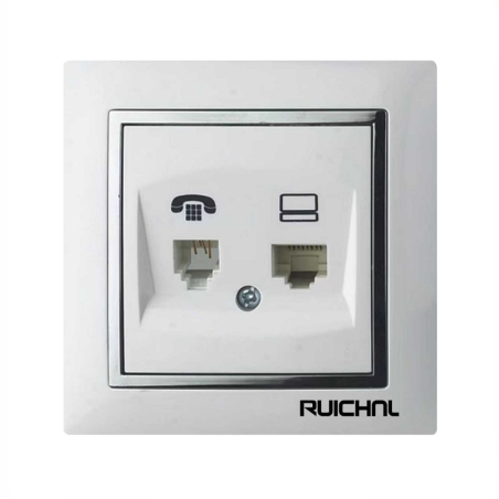 Priză pentru telefon și Internet - Instalare ascunsă - RC3619RJ11+RJ45 - 068172