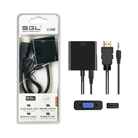 Adaptor VGA la HDMI și jack 3,5 mm - TP1A - 25 cm - 095974