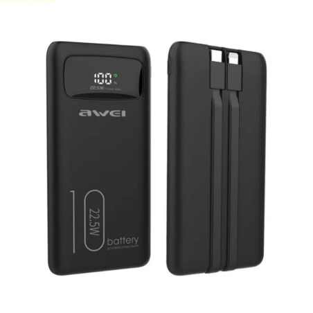 Baterie externă - 10.000 mah - P168K - 22,5 W - AWEI - 888551 - Negru