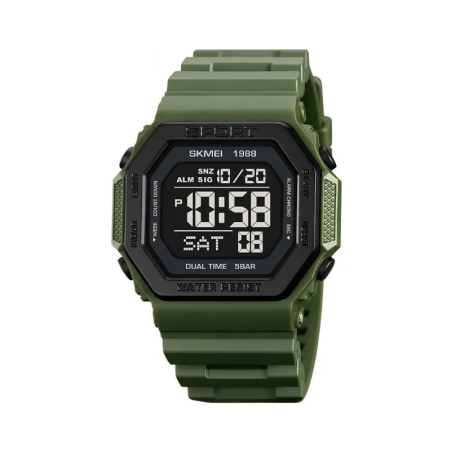 Ceas digital de mână - Skmei - 1988 - Verde Armată