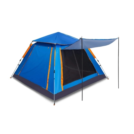Cort de camping cu baldachin - 4 locuri - YB3021 - 2,4x2,4m - 960019 - Albastru