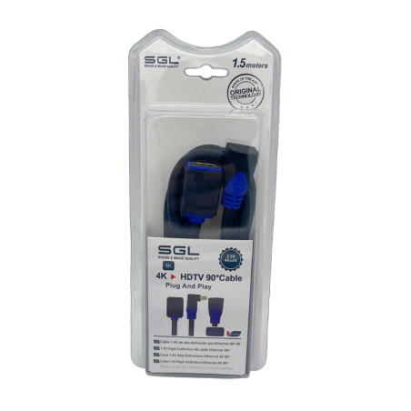 Cablu HDMI cu conector tată și mamă - unghi 90° - 1592FC - 1,5 m - 095240