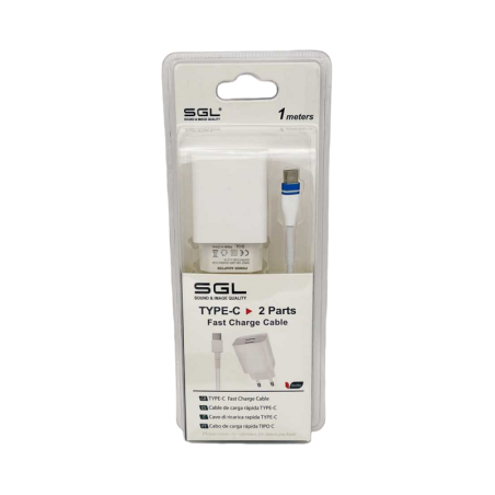 Adaptor de încărcare cu cablu și 2 porturi USB - TypeC - Încărcare rapidă - B1-F2 - 1m - 099545