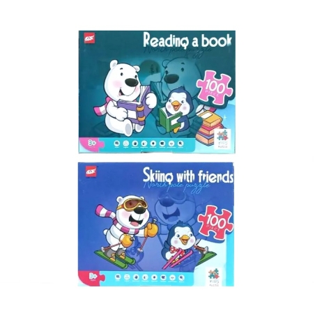 Puzzle pentru copii 100 piese - Urs si pinguin - 61005 - 310444