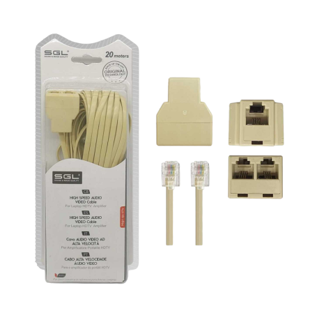 Cablu telefonic cu priza - 6p4c1-2 - 20m - 097107