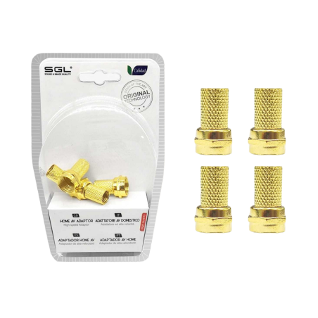 Conector pentru antena TV Coaxial tip F - 4 buc. - 1823A - 4 - auriu - 098708