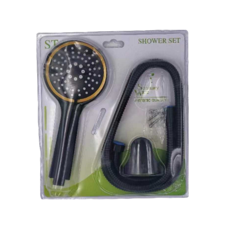 Cap de dus cu reglare a presiunii si furtun - 1,5m - Negru - 23077