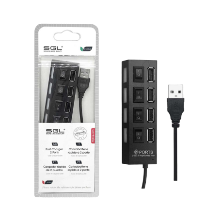 Adaptor hub USB cu 4 porturi și comutatoare - 404p - 45cm - 095943