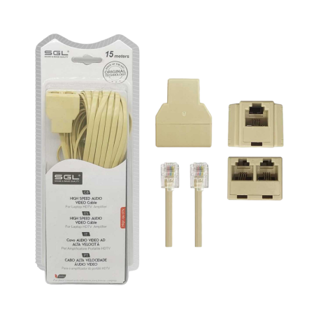 Cablu telefonic cu priza - 6p4c1-2 - 15m - 097091