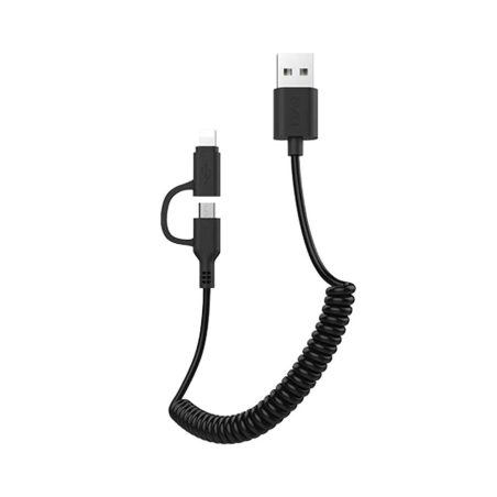 Cablu de incarcare si date 2 in 1 Spiral - Micro USB & Lightning - CL -53 - 1m - AWEI - 888209