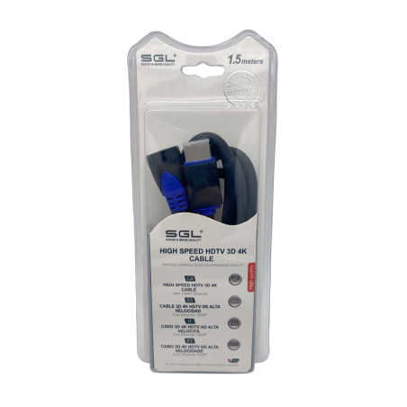 Cablu HDMI cu 2 conectori tată - Înclinat 90° - 1592F - 1,5 m - 095226